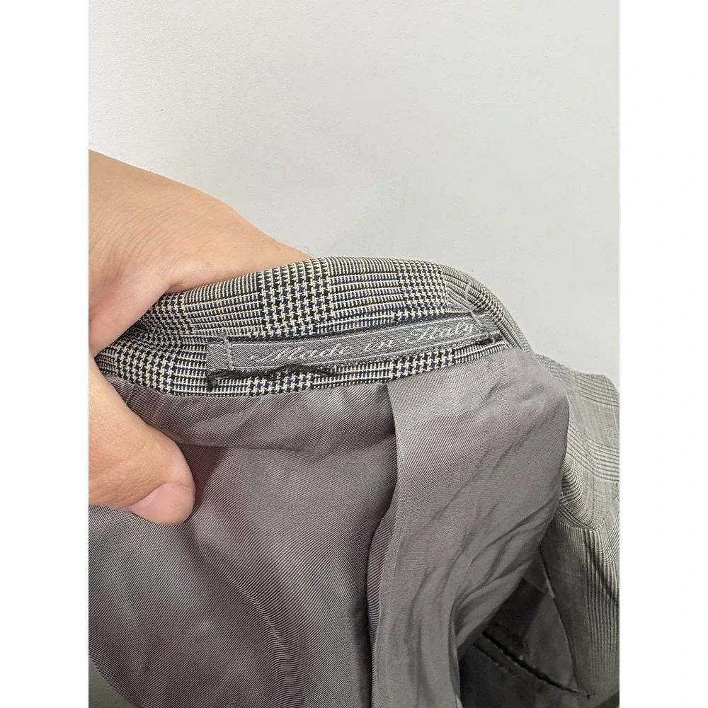 Ermenegildo Zegna Wilkes Bashford Wool Plaid Gray Bla/wh Sport Coat Blazer 56